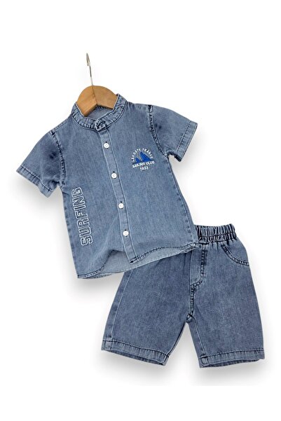 voyyo kids baby قميص جينز صيفي للأطفال الأولاد مع شورت، مناسب للأعمار من 6-9-...