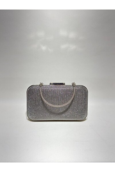 womenacs Βραδινό φόρεμα σε πλατινένιο χρώμα με μεγάλες πέτρες, γυναικεία τσάν...