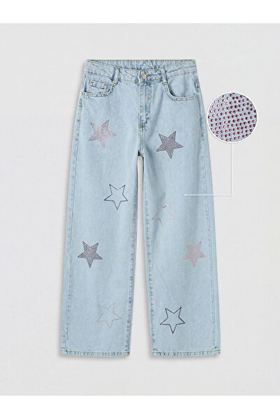 LC Waikiki Wide-Leg Stone Embroidered Girls' Jean Pants from Uzg Store for St...
