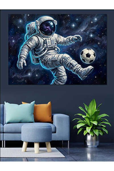 Artmeg Astronaut care joacă fotbal în spațiu - Pânză decorativă cu imagine - ...