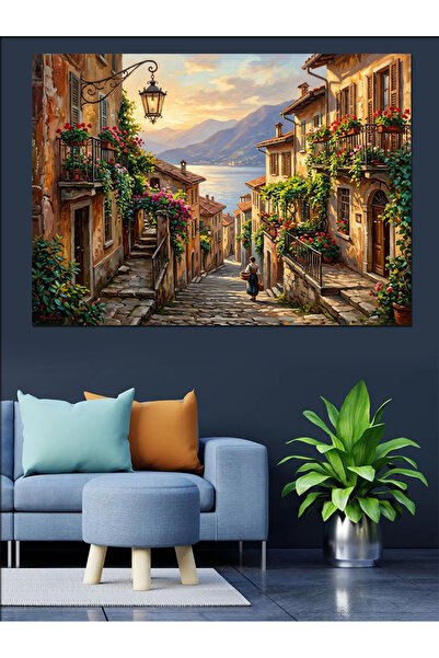 Artmeg Pânză decorativă Strada Orașului Italiană cu vedere la mare - Masă din...