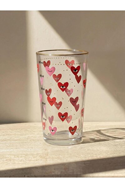 LC Waikiki Mixed Heart Printed Glass Cup 570 ml (S6)