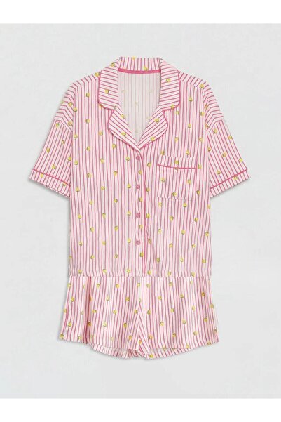 LC Waikiki Σετ πιτζάμες με γιακά πουκάμισου και γυναικείο σορτς (S6)