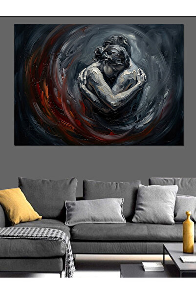Artmeg Human Figure Hugging in the Dark Decorative Canvas - Mdf Wood Painting