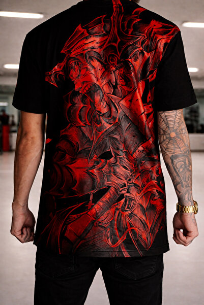 SHINOBIX Berserk Anime Guts Eclipse Edition Full-Body Oversize Baskılı T-Shirt