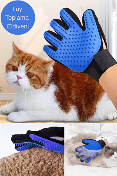 Kinlee Evcil Hayvan Tüy Toplama Eldiveni Silikon Masajlı Kedi Köpek Tüy Temiz...