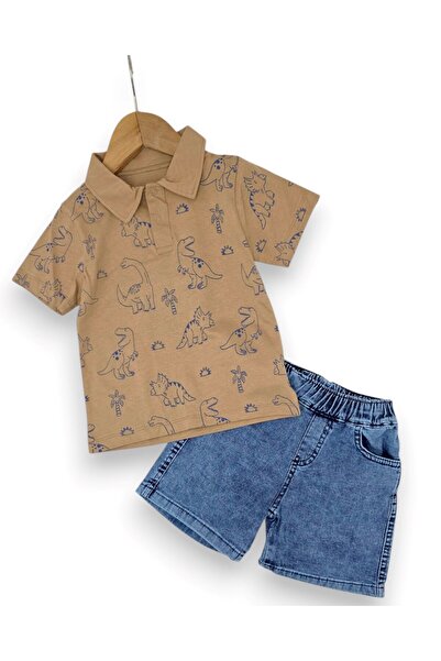 Egelite Baby Boy Summer Dinosaur Printed Polo Collar T-Shirt 6-9-12-18-24 Mon...