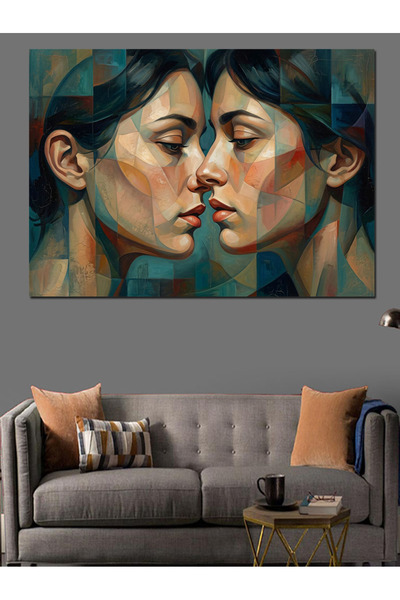Artmeg Fațe de femei care se întâlnesc în stil cubic, pânză decorativă - Tabl...