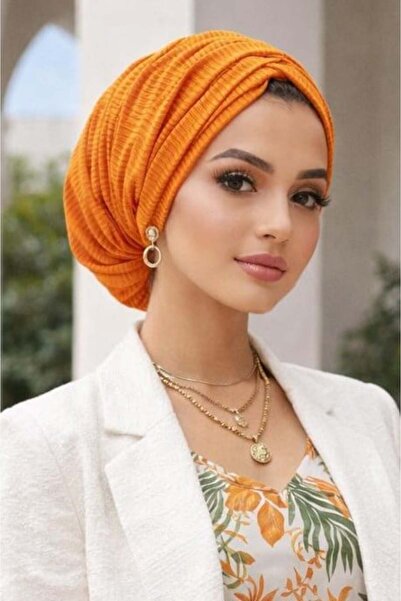 Aişe tesettür Πορτοκαλί Χαλαρό Καπέλο με Κορδόνι