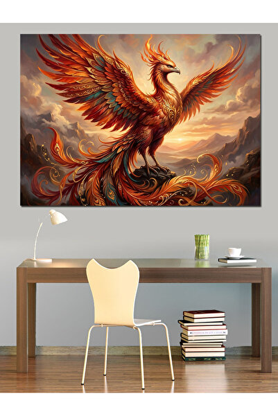 Artmeg Phoenix Burning in the Flames Decorative Canvas - Mdf Wood Painting