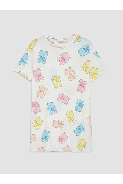 LC Waikiki Γυναικείο νυχτικό με σχέδιο σε λαιμόκοψη ποδηλάτου (S6)