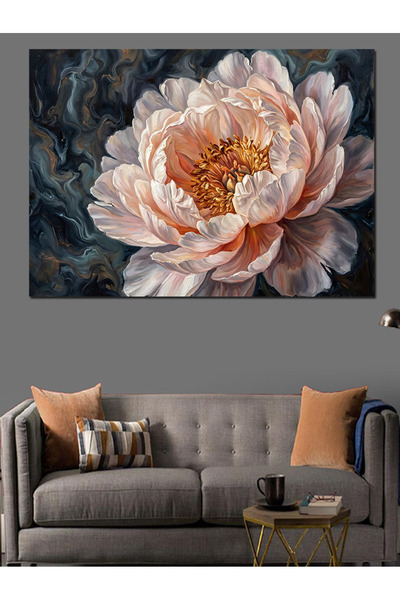 Artmeg Pânză decorativă cu portret de floare de bujor roz în straturi - Tablo...