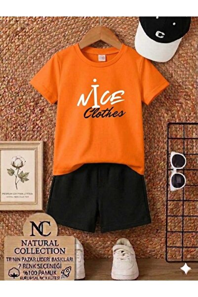 Nice Clothes ΚΑΛΟΚΑΙΡΙΝΟ ΠΑΙΔΙΚΟ ΣΕΤ ΜΠΛΟΥΖΑΚΙ-ΣΟΡΤΣ UNISEX (ΠΟΡΤΟΚΑΛΙ ΛΕΥΚΟ)