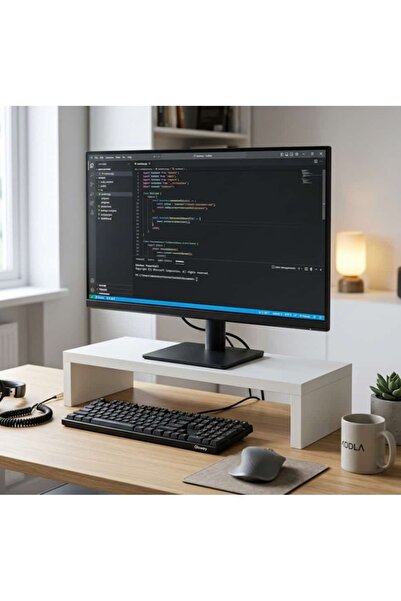 Modern monitör yükseltici beyaz parlak mdf
