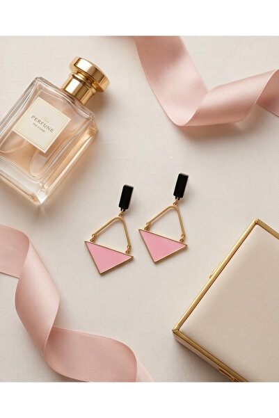 HOSBUTIK Gold Steel Tarnish-Resistant Black Pink Earrings 3 cm