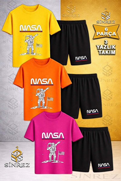 SİNREZ تي شيرت للأطفال من ASTRONOT BEYZ UST NASA بطبعة ناسا برقبة دائرية مكون...