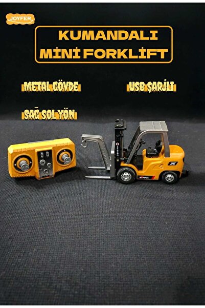 Joyfer 1/64 Ölçek Metal Gövde Uzaktan Kumanda Gerçekçi Mini İş Makinası Forkl...