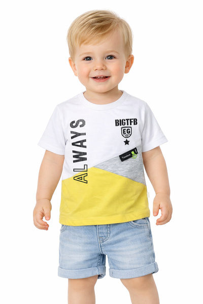 İrem Çocuk Giyim Boy's Always Text Patterned White Color Short Sleeve T-Shirt