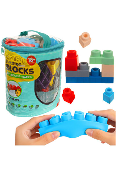 KRUZZEL Set de cuburi de construcție senzoriale din cauciuc moale – 30 de piese