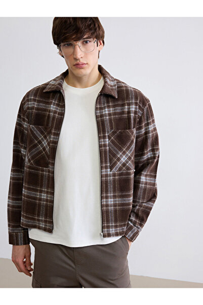 LC Waikiki Nevavm Comfortable Fit Plaid Men's Lumberjack Shirt Jacket with Di...