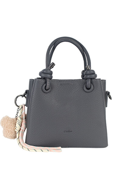 Generic Women's Gray Leather Texture Stylish and Fashionable Design Handbag w...