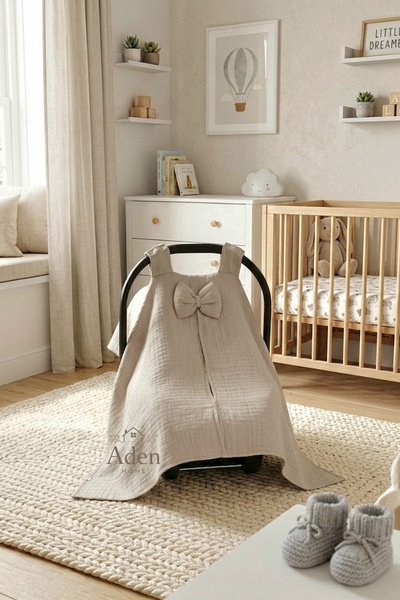 Aden Home Collection %100 Pamuklu Dört Kat Bürümcük Müslin Bebek Puset Örtüsü