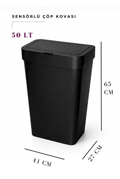 TD HOME Sensörlü Çöp Kovası 50 Litre | Kızılötesi Sensörlü Otomatik Kapak | S...