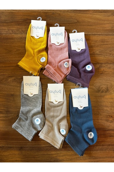 Aytuğ Γυναικείες βαμβακερές κάλτσες χωρίς ραφές, μισού μήκους, πολύχρωμες, άν...