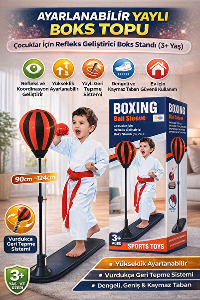 TRUST STORE Ayarlanabilir Yaylı Boks Topu Çocuklar İçin Refleks Geliştirici B...