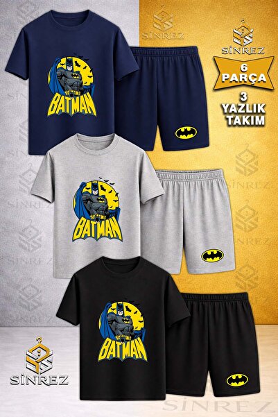 SİNREZ Tricou pentru copii BTMN CIRCLE PRINTED cu gâtul rotund, 3 piese - Set...