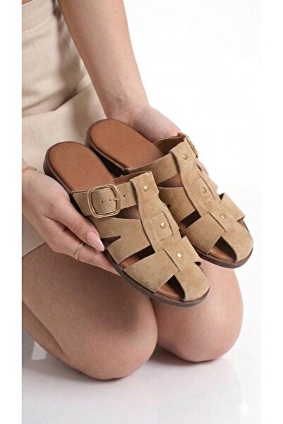 MAYA SHOES Kadın Gold Günlük Rahat Önü Kapalı Terlik