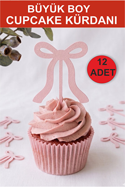 Atölye Doruk PEMBE Kurdele Fiyonk Cupcake Kürdanı - Kız Doğum Günü, Babyshowe...