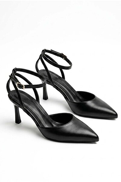 GİAMGİA STORE Γυναικεία μαύρα παπούτσια με μυτερή μύτη και λεπτό τακούνι
