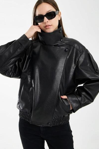 Jaglion New Season Ysl High Collar Sports Leather Jacket
