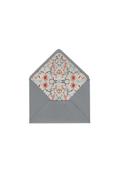 Bazen Defter Floral Patterned Gray Envelope