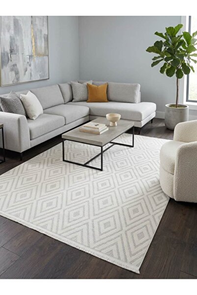 Everest Home İskandinav Bohem Baklava Dilimi Desenli Salon & Oturma Odası Hal...