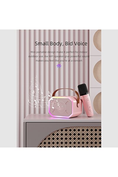 BUKREM STORE hoparloru-mavi-kablosuz-mikrofonlu-makinesi-mini-mikrofon-karaok...