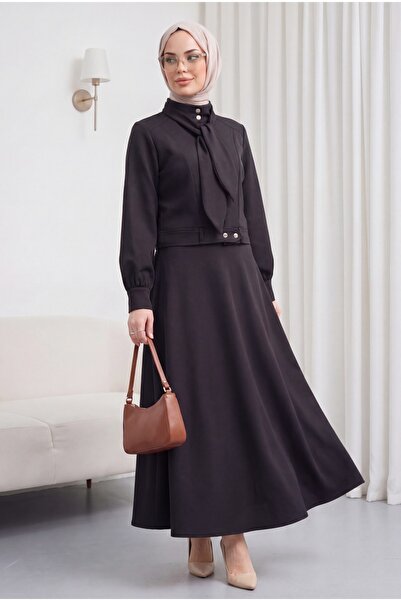 Modamorfo Διαγώνιο Σετ με Κρυφά Κουμπιά και Λεπτομέρεια Φουλάρι στη Φούστα - ...