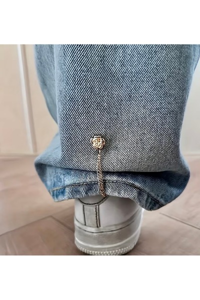 cicish Manyetik Mıknatıslı giysi Tokası (metalik gümüş Gül ) 11cm. Crop,paça,...