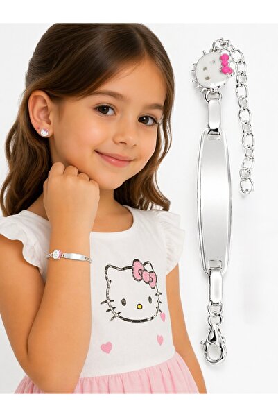 liore dünyası Ayar Gümüş Hello Kitty İsim Yazılabilir Çocuk Bileklik (Kişiye ...