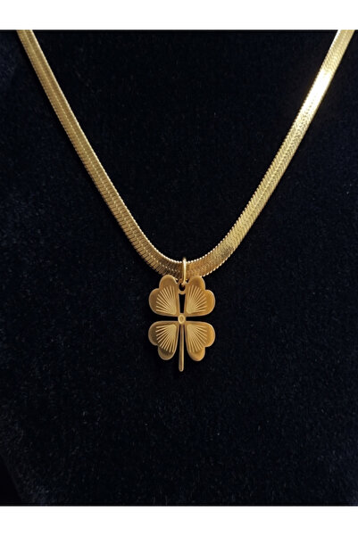 deryora 4-Leaf Clover Long Italian Chain Steel Chain Gift for Lover
