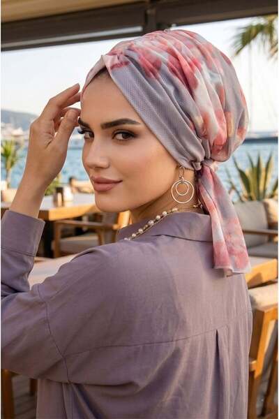 Aişe tesettür Γκρι πούδρα με μοτίβο και αγκράφα