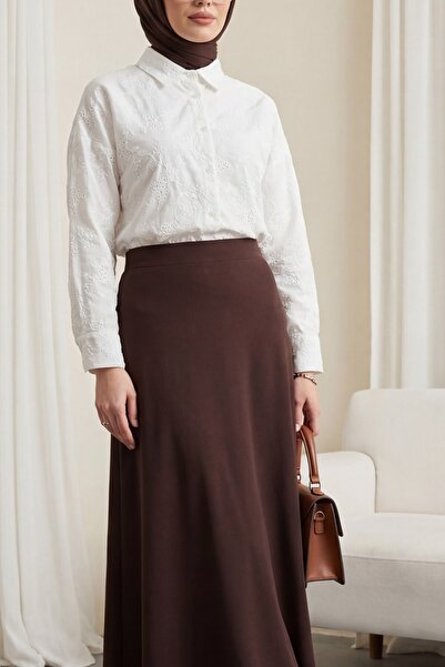 Modamorfo Πουκάμισο βουάλ με κουμπιά σε οβάλ κόψιμο - λευκό