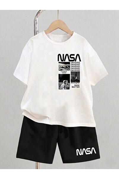 SVART WEAR طقم تي شيرت وشورت للأطفال مطبوع عليه شعار NASA
