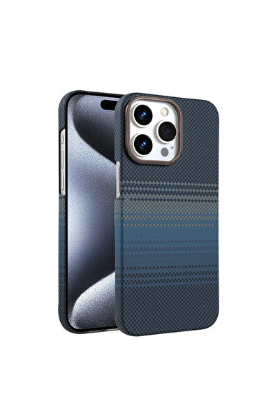 UnDePlus Apple iPhone 15 Pro Max Kılıf Kevlar Desenli Karbon M-Safe Magnetik ...