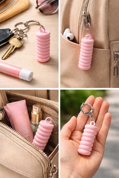 StudioAslanDesign Multi-Purpose Lip Balm Keychain |   Portable Mini Organizer |   Stylish and Practical Daily Use