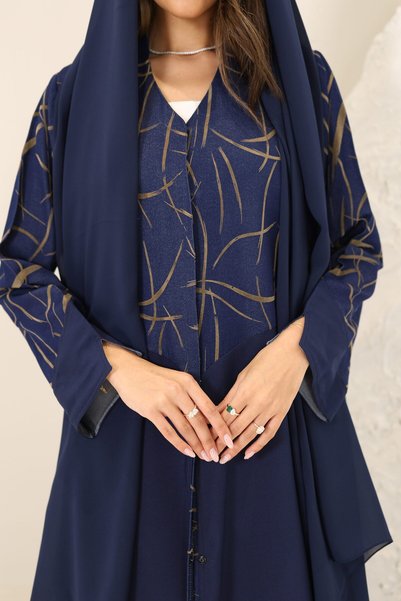 SAI ABAYA Luxury Denim Abaya with Crepe Bottom Modern Stylish Modest Wear For Perfect Outfit