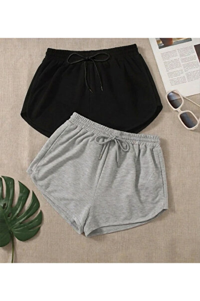 S&A DESIGN Γυναικείο Μίνι Σορτς Μαύρο & Γκρι (Τεμάχιο 2)