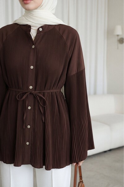 Modamorfo Πουκάμισο με χρυσά κουμπιά, πιέτες μπροστά και στα μανίκια, με κορδ...