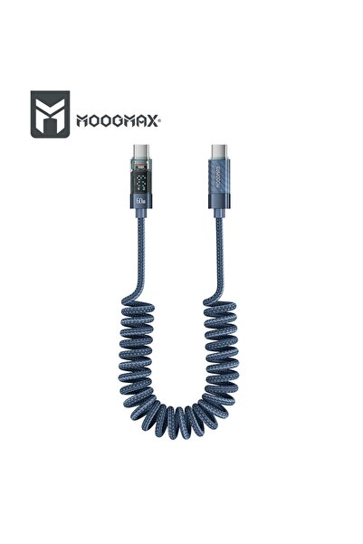 MOOG Fast Charging Type-C Spiral Cable Fabric-Blue Mx063 Typ-C